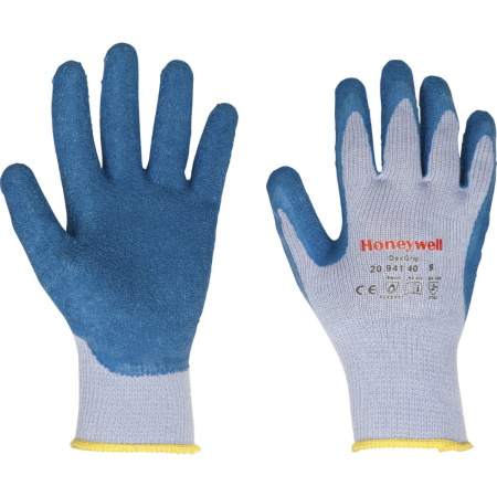 Gant tricot� enduction latex cr�p� bleu DEXGRIP