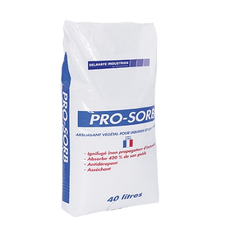 Granul� v�g�tal PRO SORB absorbant tous liquides en sac de 40 L