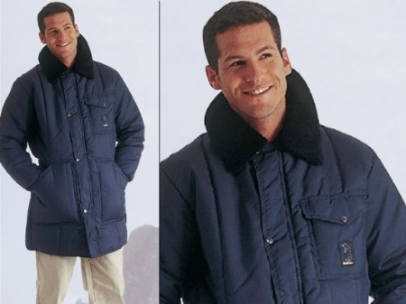 Parka sans capuche avec martingale �lastique et col fourr�