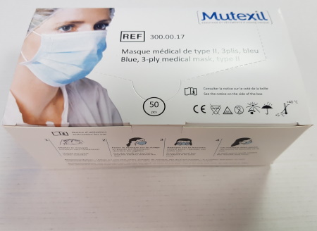 Masque 3 plis Haute Filtration bleu type II