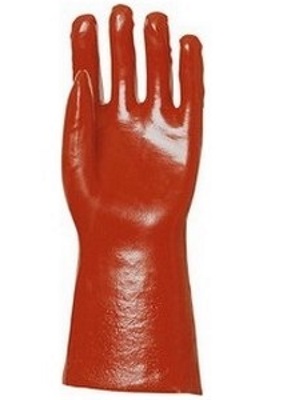 Gants PVC rouge enduit, standard, 35 cm
