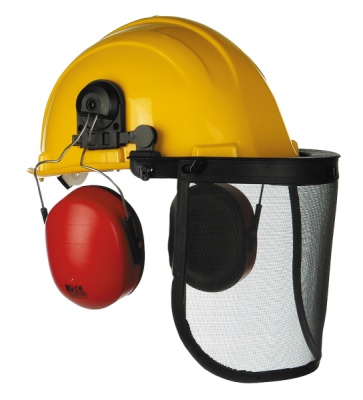Casque forestier complet jaune en poly�thyl�ne