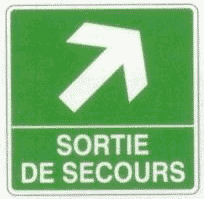 SORTIE DE SECOURS - vers haut droite - support adh�sif