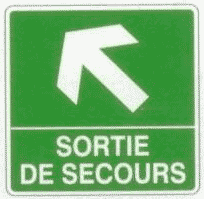 SORTIE DE SECOURS - vers haut gauche - support adh�sif