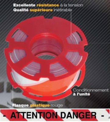 Ruban 500 m�tres pr�-imprim� �ATTENTION DANGER�