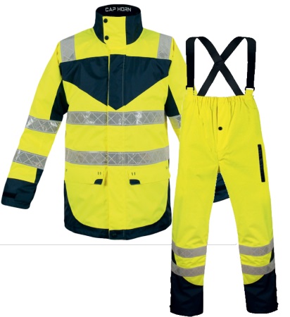 Ensemble de pluie Veste+Pantalon imper-respirant CAP HORN HV microprismes